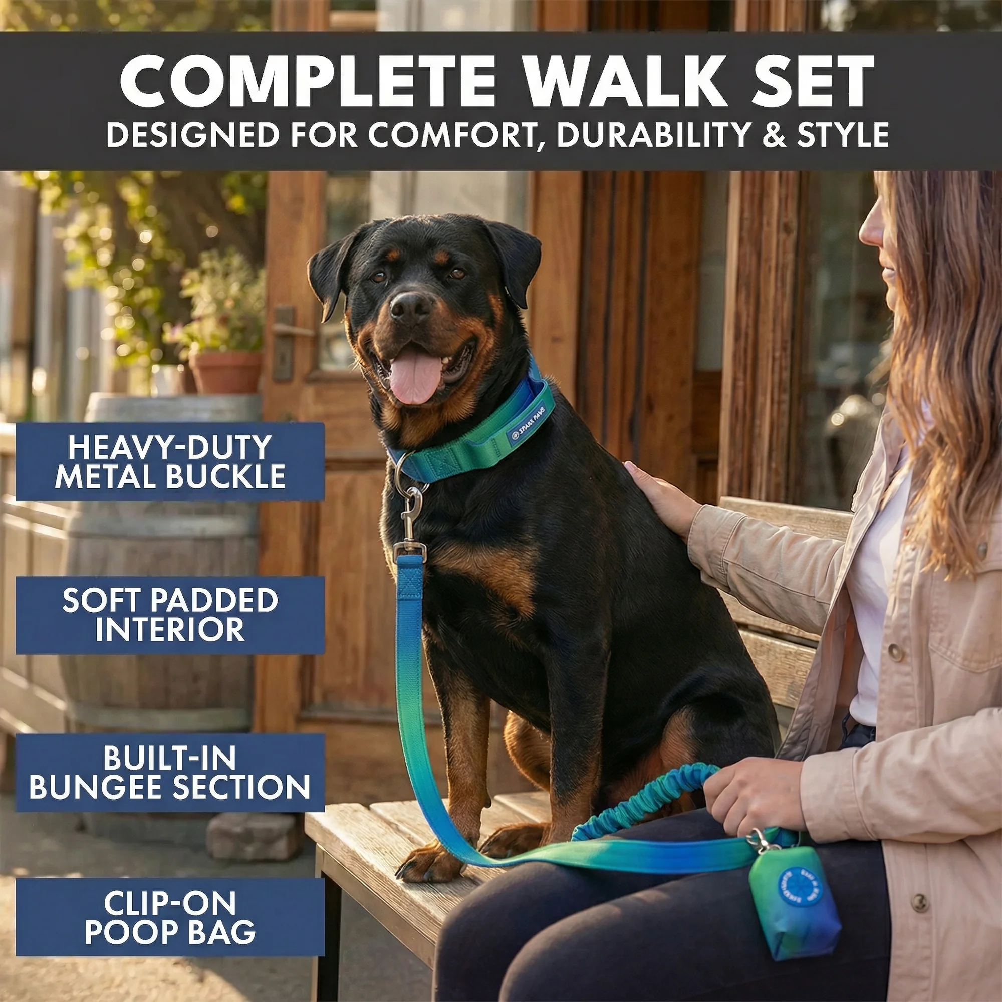 戦術的な犬用首輪セット - ライムウェーブ - Image 4