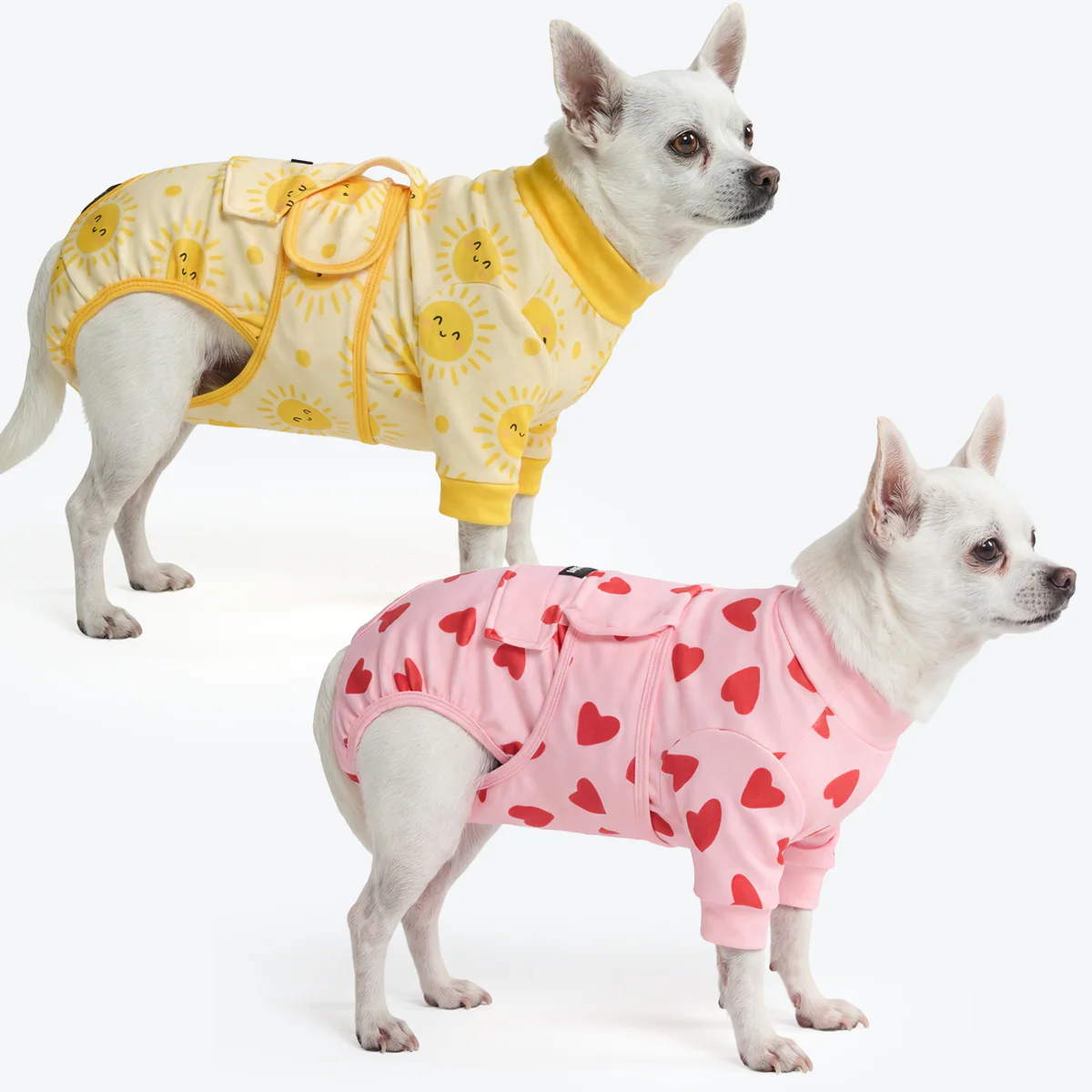 犬用術後服(2枚セット)– ピンクハーツ&サンシャイン - Image 2