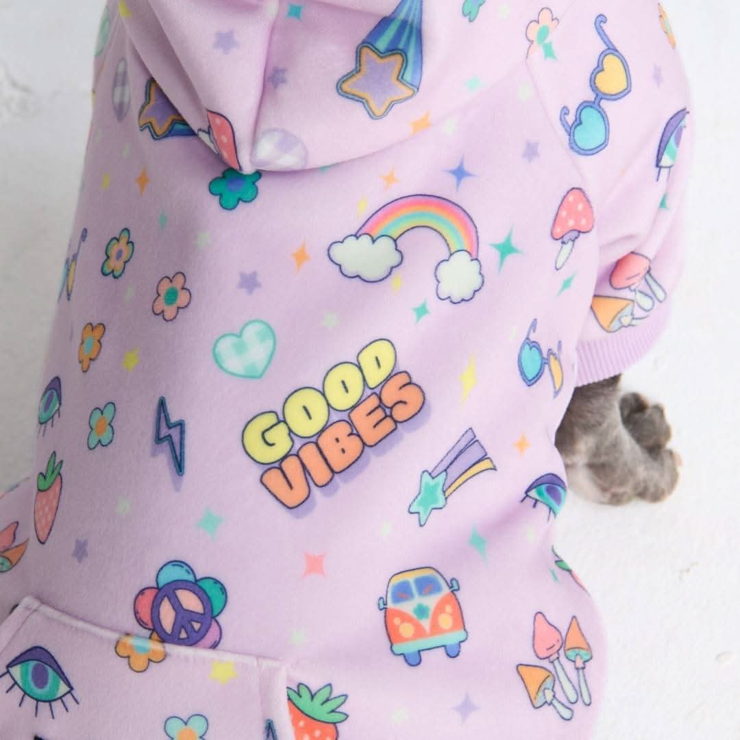 グッドバイブス 犬用パーカー - パープル - Image 4