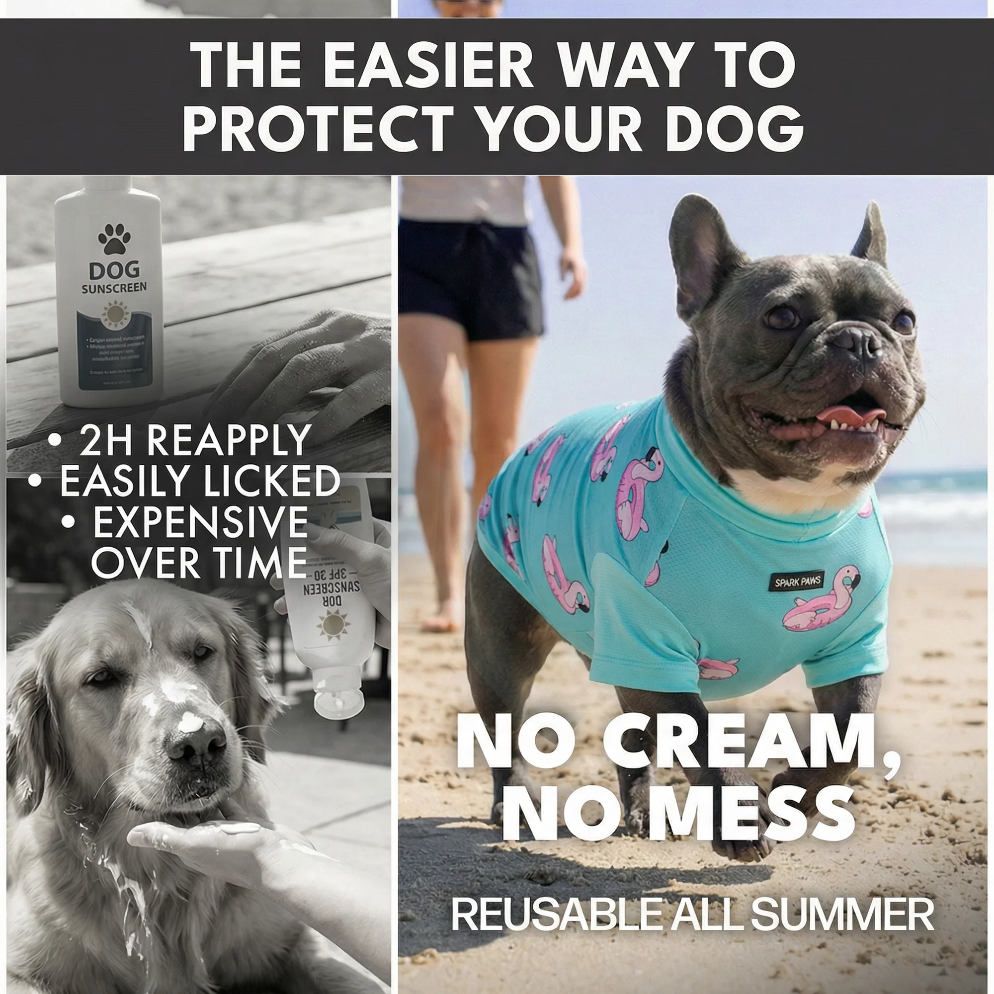 日焼け止め犬用Tシャツ（3枚パック） - ビー、フラミンゴ、ウォーターメロン - Image 8