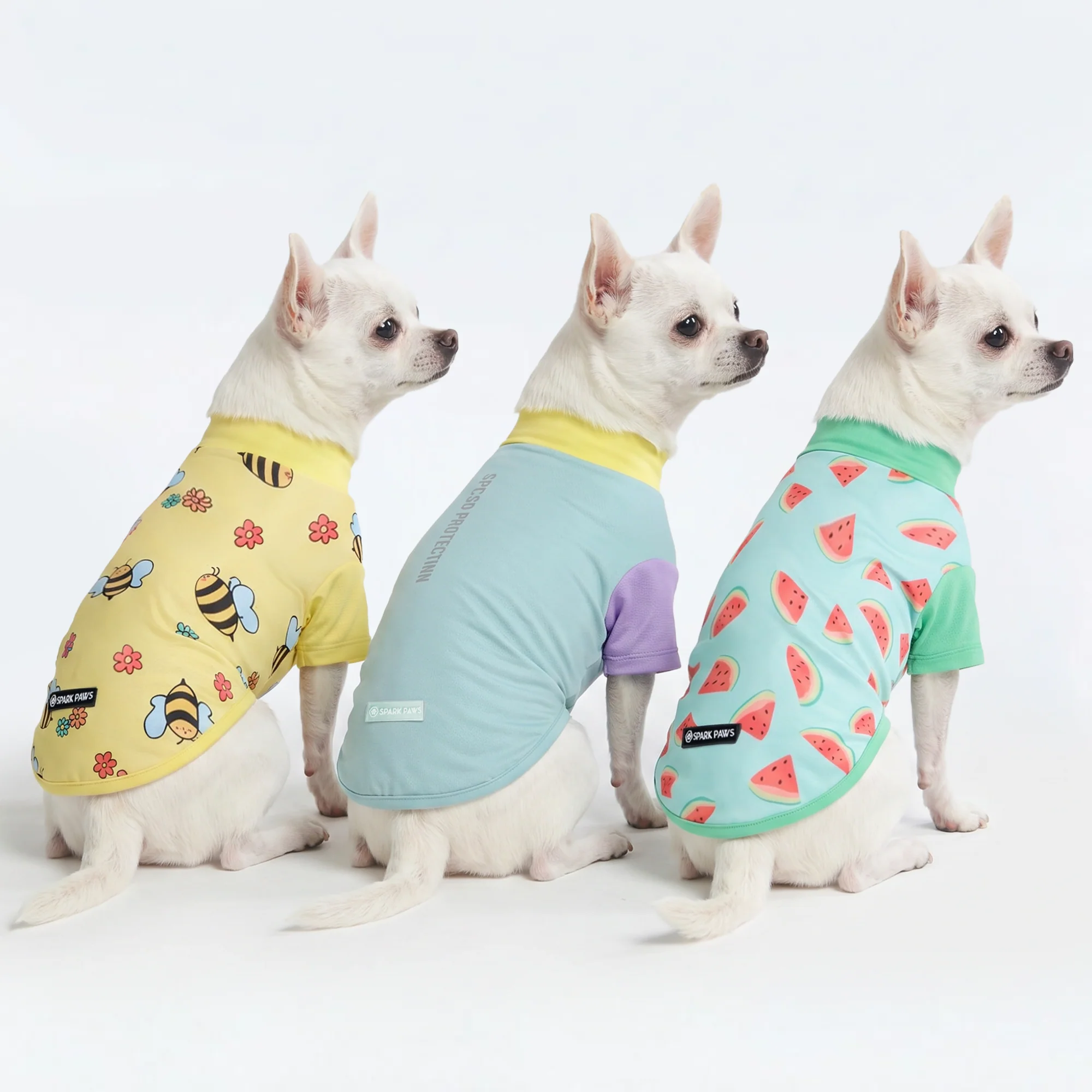 日焼け止め犬用Tシャツ（3枚パック） - ブリーズ、ビー、ウォーターメロン - Image 2