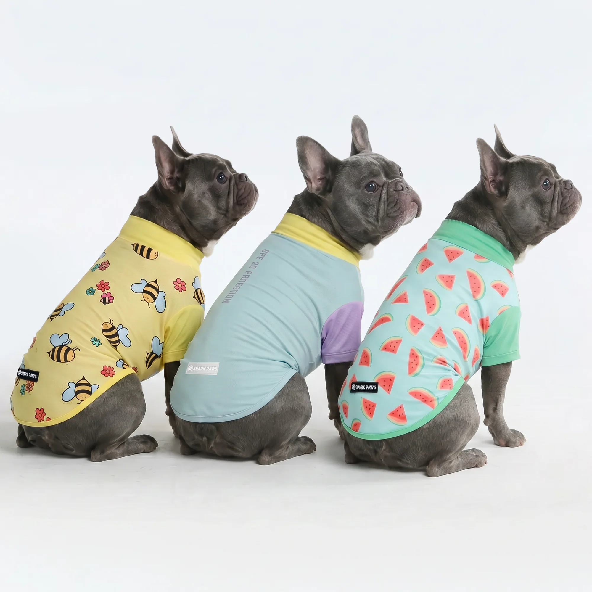 日焼け止め犬用Tシャツ（3枚パック） - ブリーズ、ビー、ウォーターメロン - Image 3