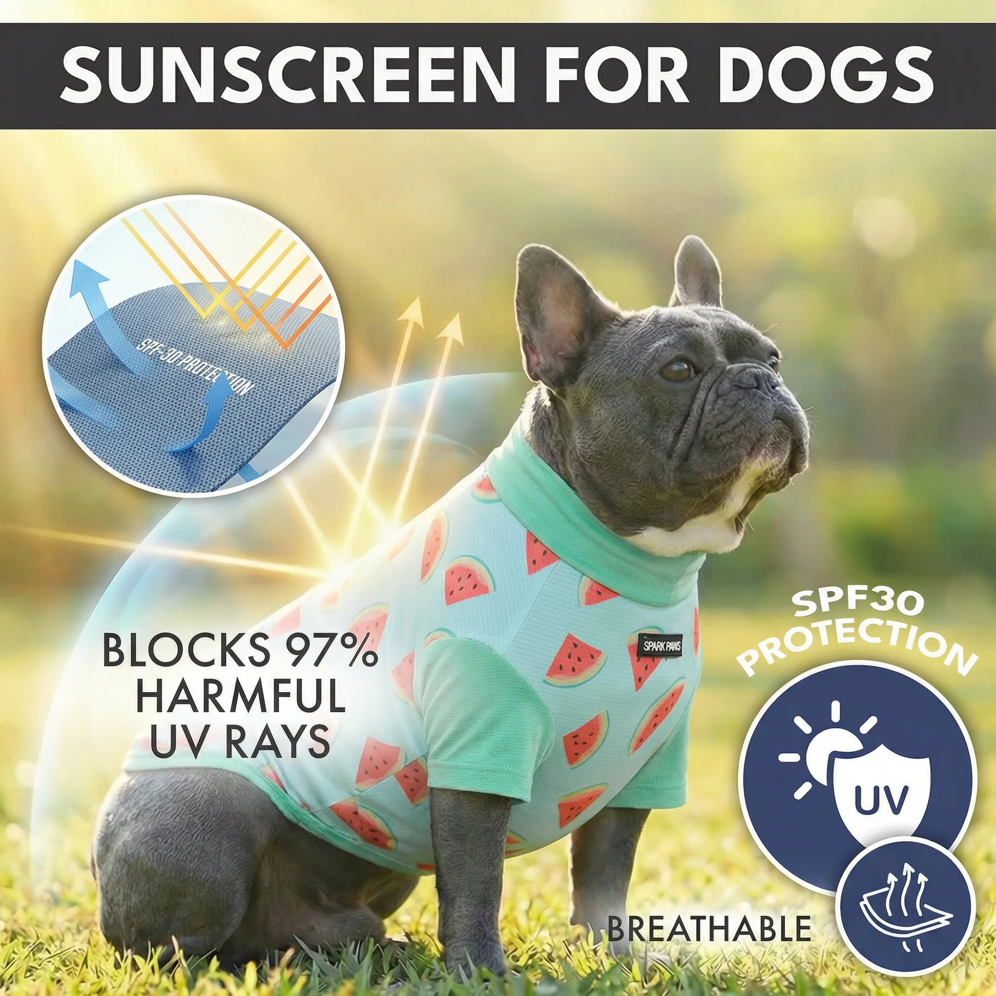 日焼け止め犬用Tシャツ（3枚パック） - ブリーズ、ビー、ウォーターメロン - Image 5