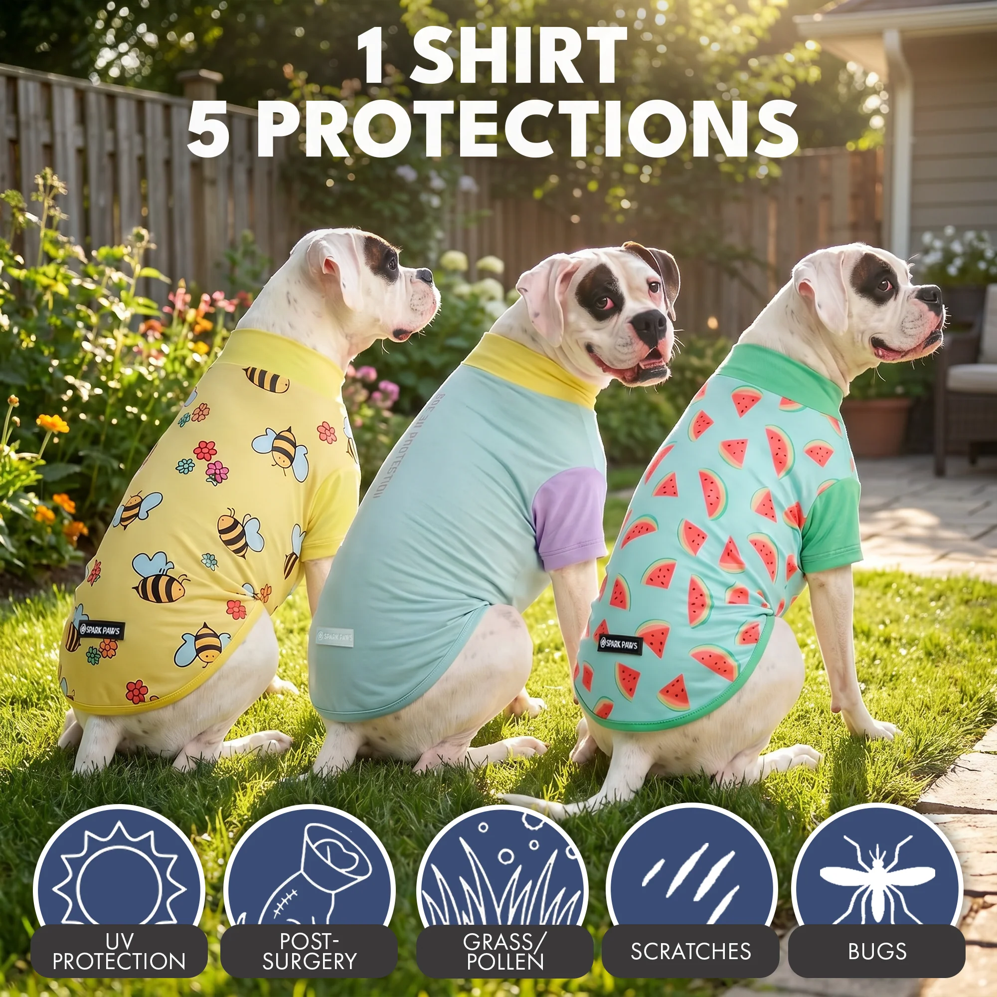 日焼け止め犬用Tシャツ（3枚パック） - ブリーズ、ビー、ウォーターメロン - Image 7