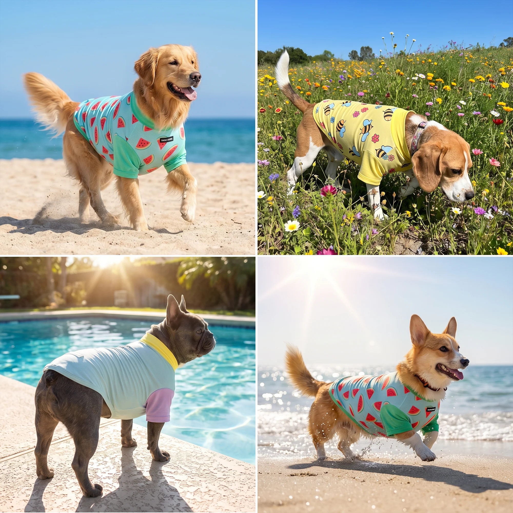 日焼け止め犬用Tシャツ（3枚パック） - ブリーズ、ビー、ウォーターメロン - Image 9