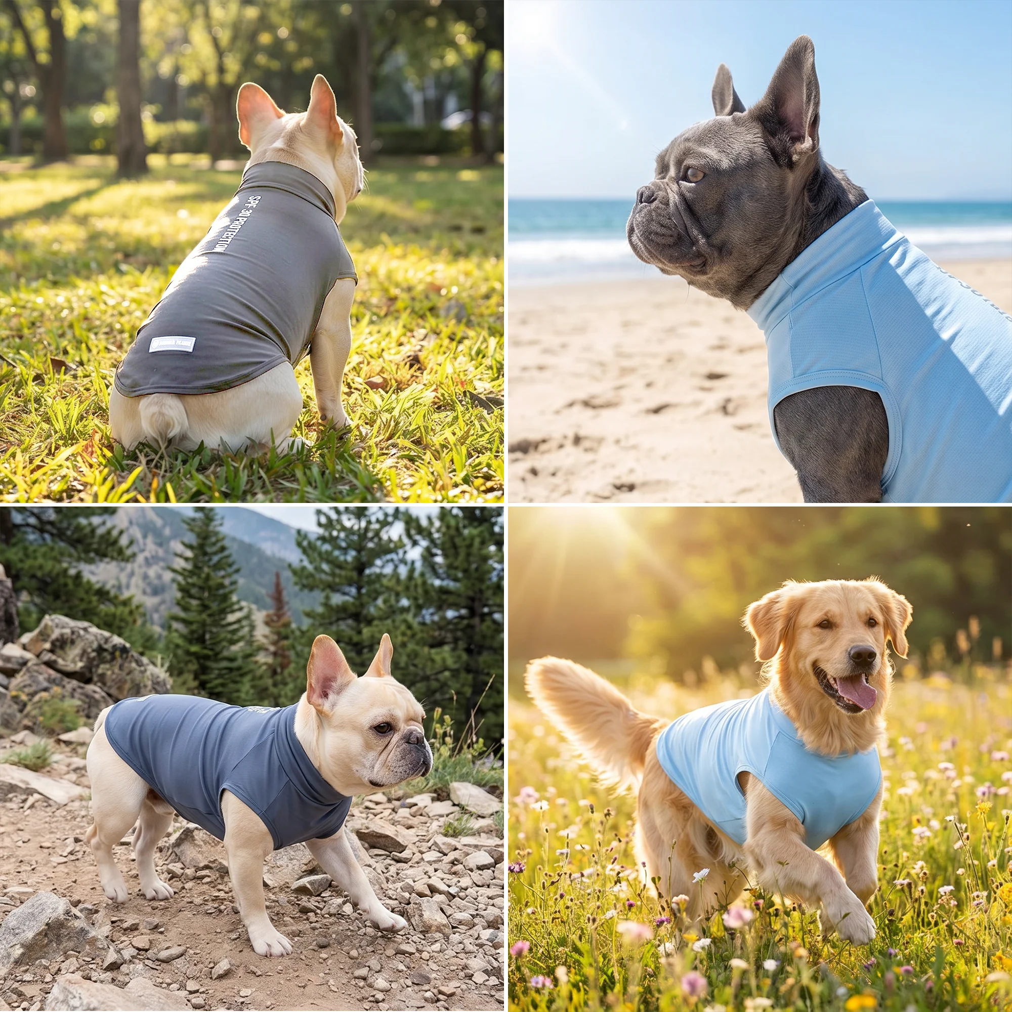 日焼け止め犬用Tシャツ（3枚パック） - ネイビーブルー、ダークグレー、ブルー - Image 9