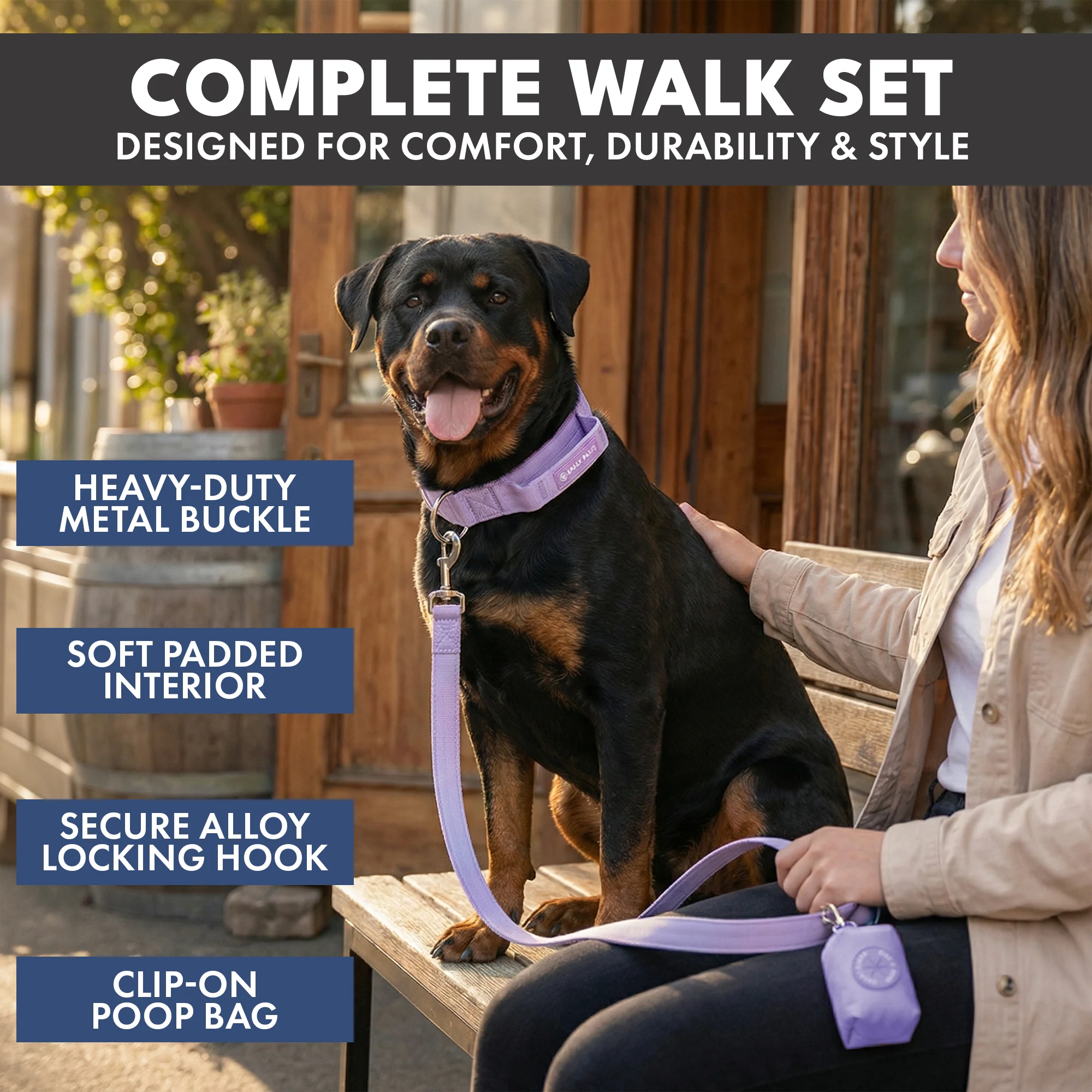 戦術的な犬用首輪セット - ライラック - Image 4